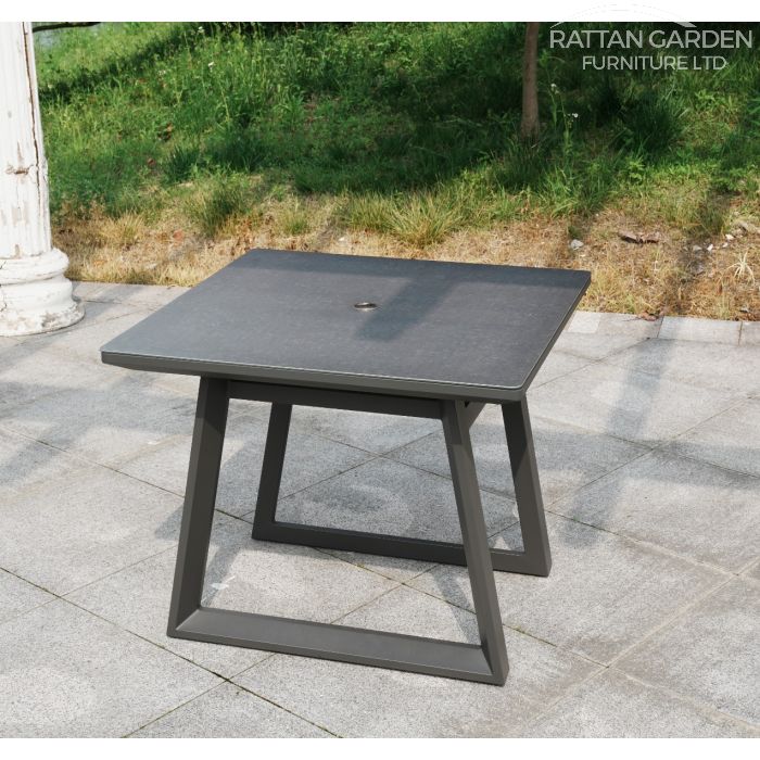 Brabazon Aluminium 4 Seat Dining Set with Grey Ceramic Glass Table Top