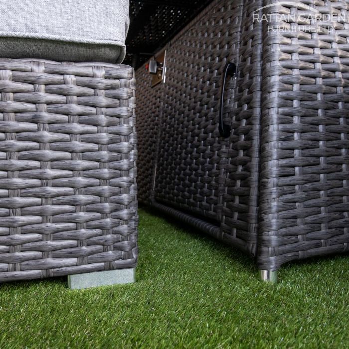 Platinum Hampton Rattan Corner Dining Set With Fire Pit