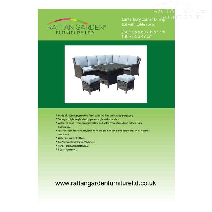 Deluxe Rain Cover for Canterbury rattan Corner Set and Table