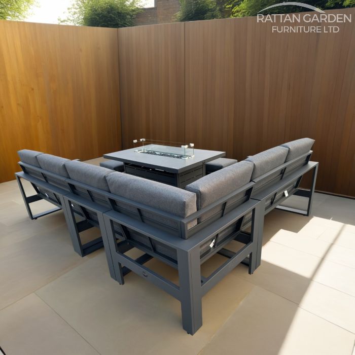Aluminium Reuben Fire Pit Corner Sofa Set