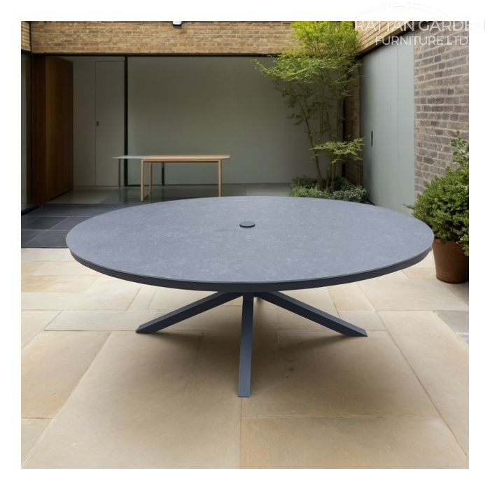Aluminium Sebastian 180cm 6 Seat Oval Dining Table Set with Grey Ceramic Glass Table Top