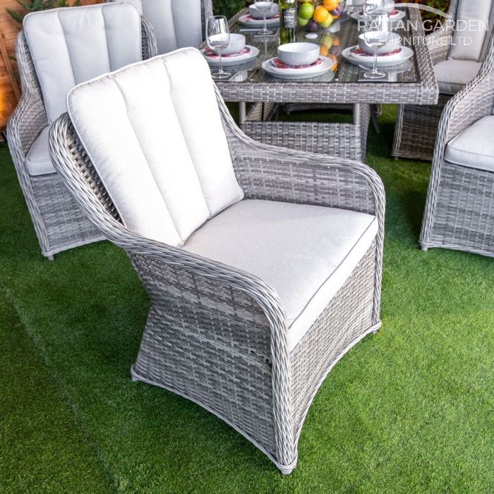 Rattan Champagne Vienna Rectangular 6 Seat Dining Set
