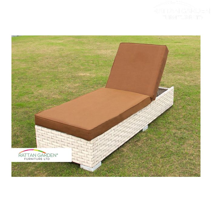 Rattan Ivory Wide Single Sun Lounger in Cream