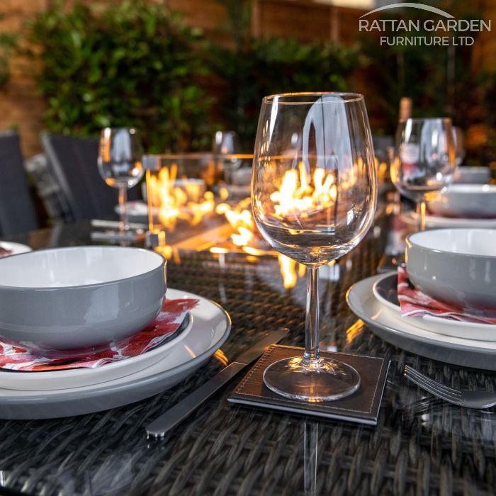 Rattan Serena Tokyo 8 Seat Fire Pit With 200cm Rectangular Table