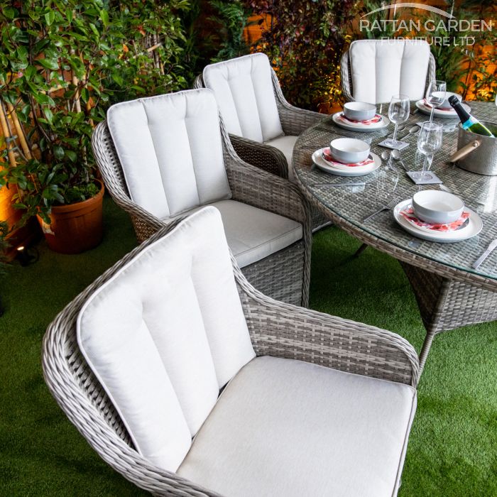 Rattan Champagne Vienna Round 8 Seat Dining Set