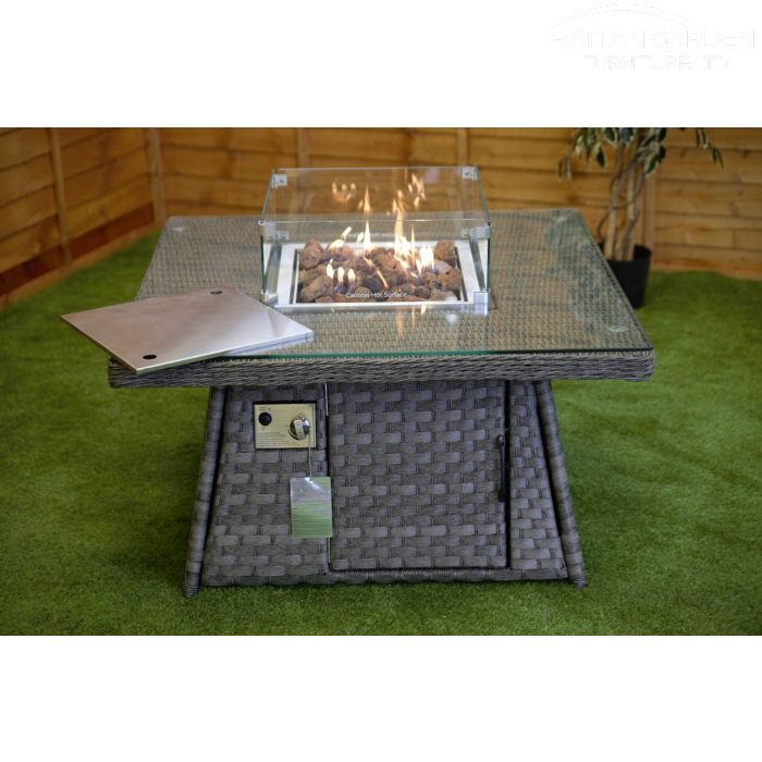 Serena Square Rattan Fire Pit Coffee Table