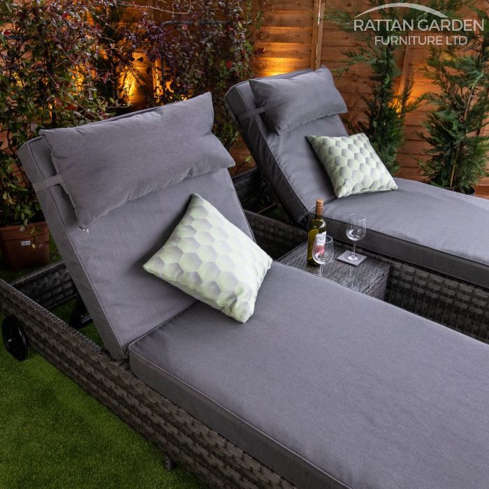 Rattan Serena Deluxe Extra Wide Wheel Lounger Set of 2 