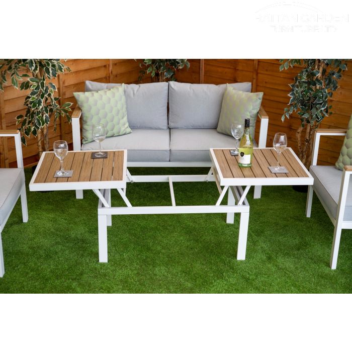 Fiona - Aluminium Rectangular Rising Table Sofa Set