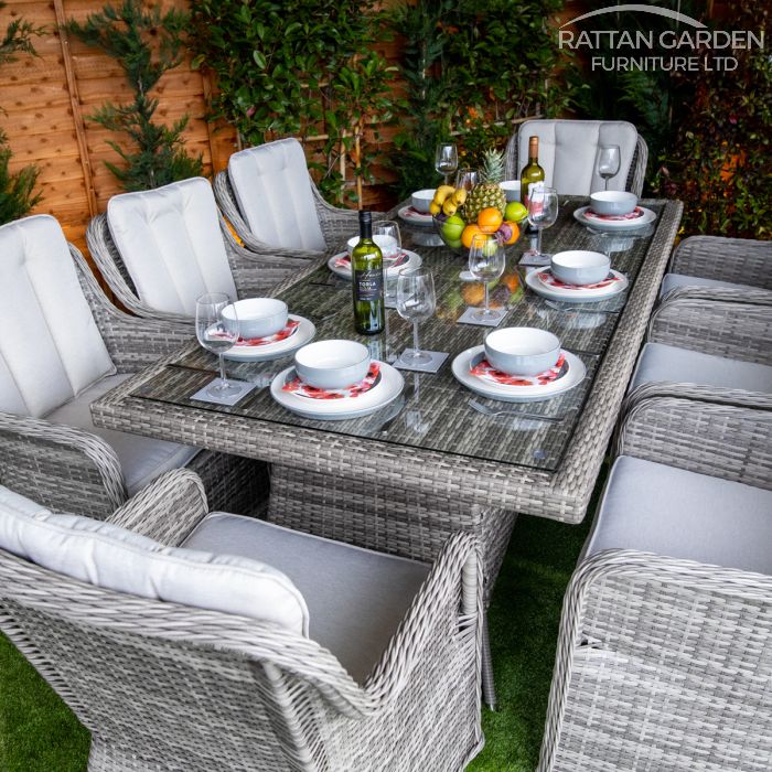 Rattan Champagne Vienna Rectangular 8 Seat Dining Set