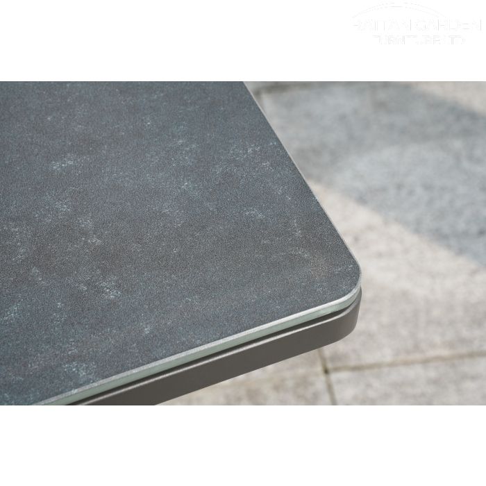 Brabazon Aluminium 6 Seat Dining Set with Grey Ceramic Glass Table Top