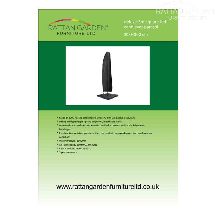 Deluxe Rain Cover for Large 3m Square Cantilever Parasol