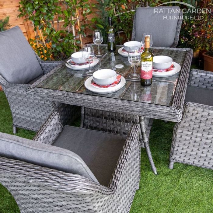 Rattan Serena Paris Square 4 Seat Dining Set