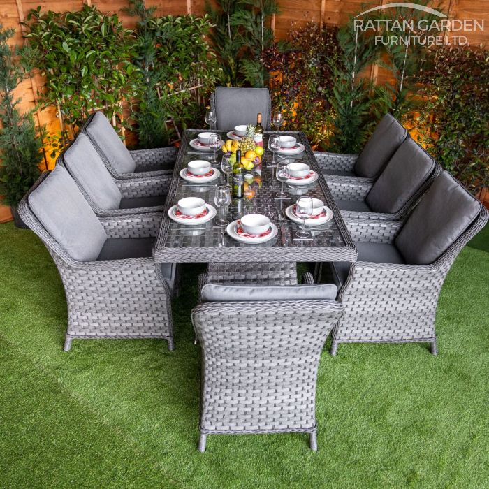 Rattan Serena Paris Rectangular 8 Seat Dining Set