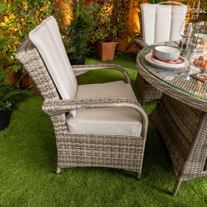 Rattan Champagne Tokyo Round 4 Seat Fire Pit Set