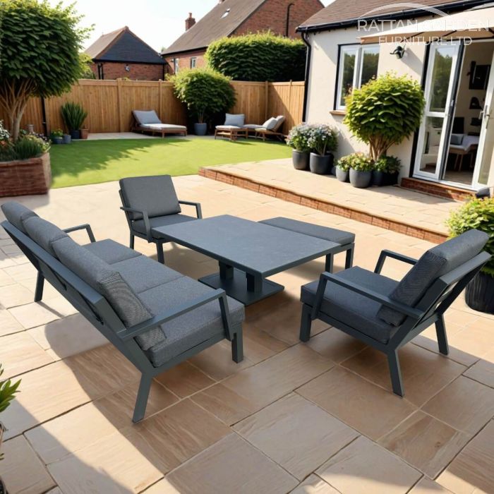 Montpellier Aluminium 5 seat sofa set set with rising table