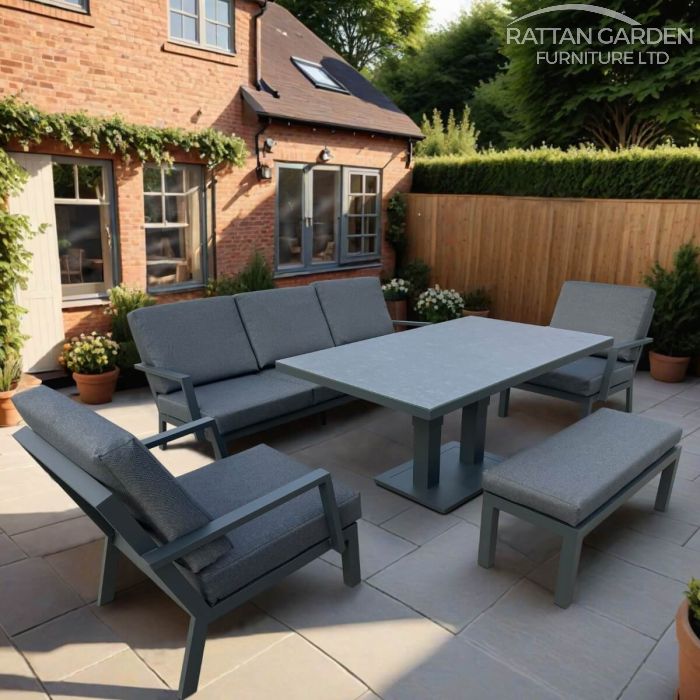 Montpellier Aluminium 5 seat sofa set set with rising table