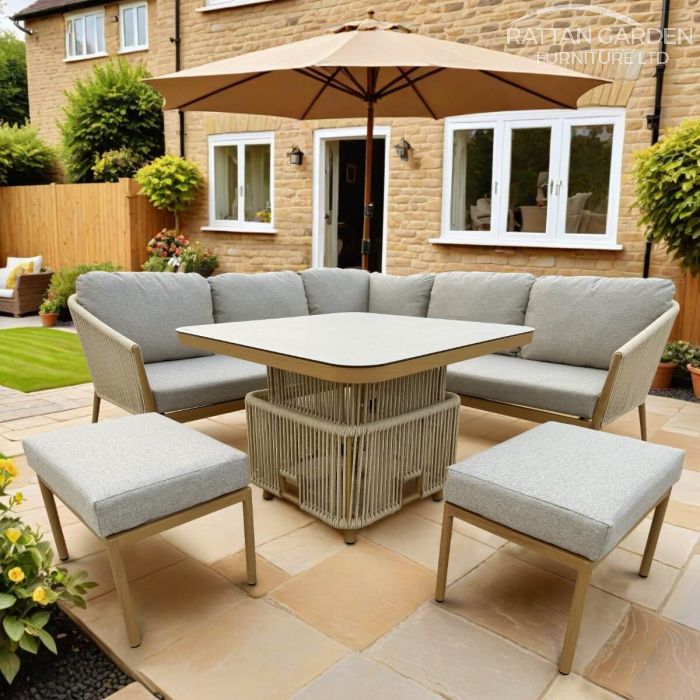 Genoa Rope Corner Garden Sofa With rising table