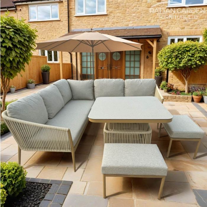 Genoa Rope Corner Garden Sofa With rising table