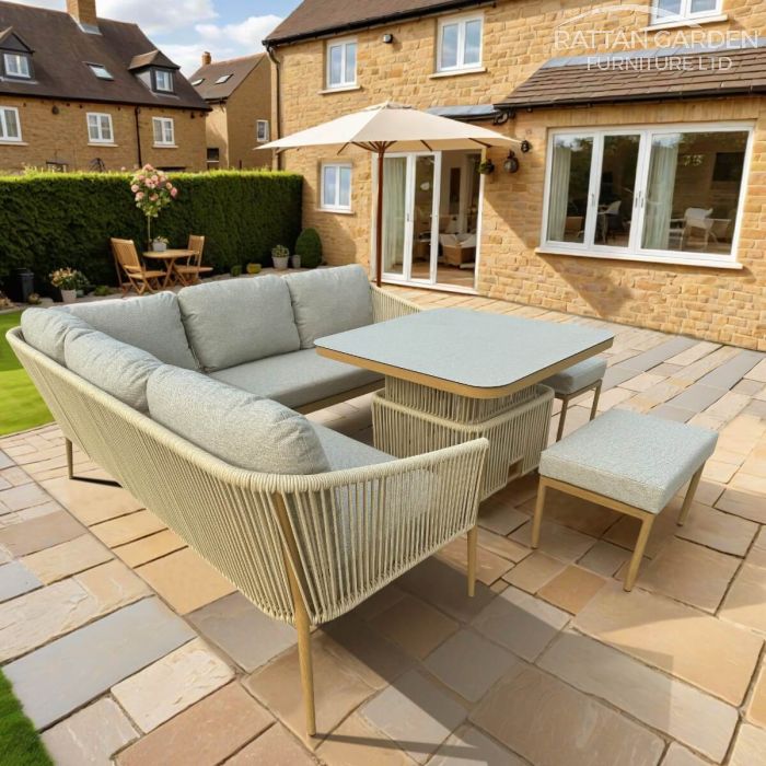 Genoa Rope Corner Garden Sofa With rising table