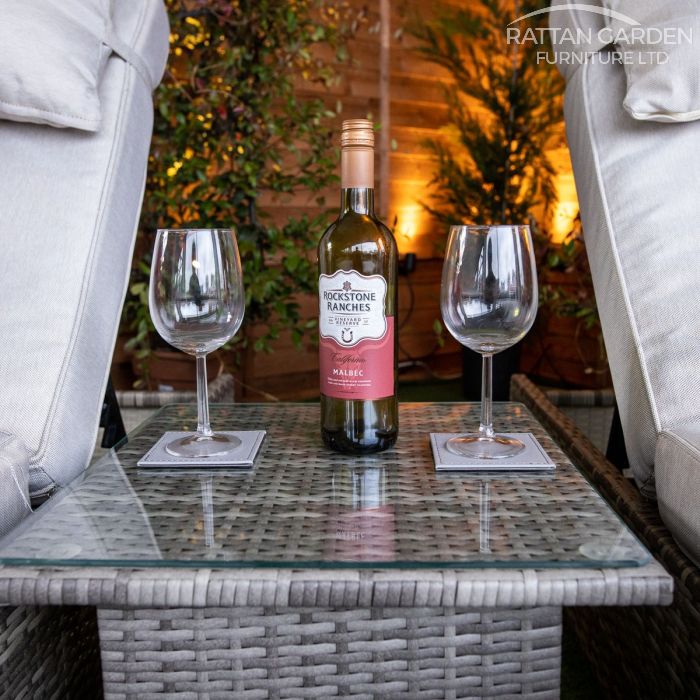 Rattan Champagne Deluxe Extra Wide Wheel Lounger Set of 2 ( Without Side Table )