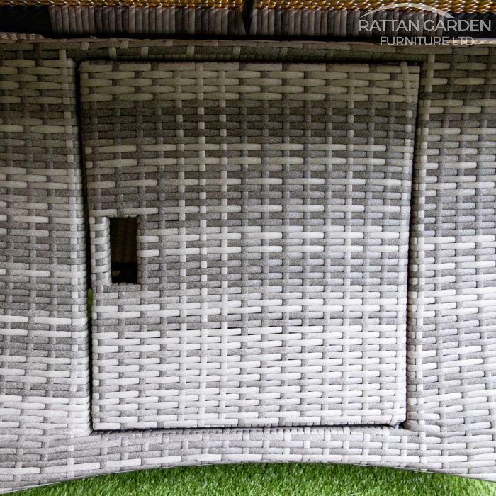 Rattan Champagne Tokyo Round 6 Seat Fire Pit Set