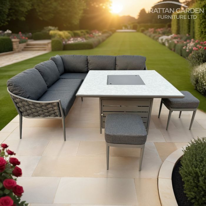 Annabelle Rope Grey 9 Seater Fire Pit Set