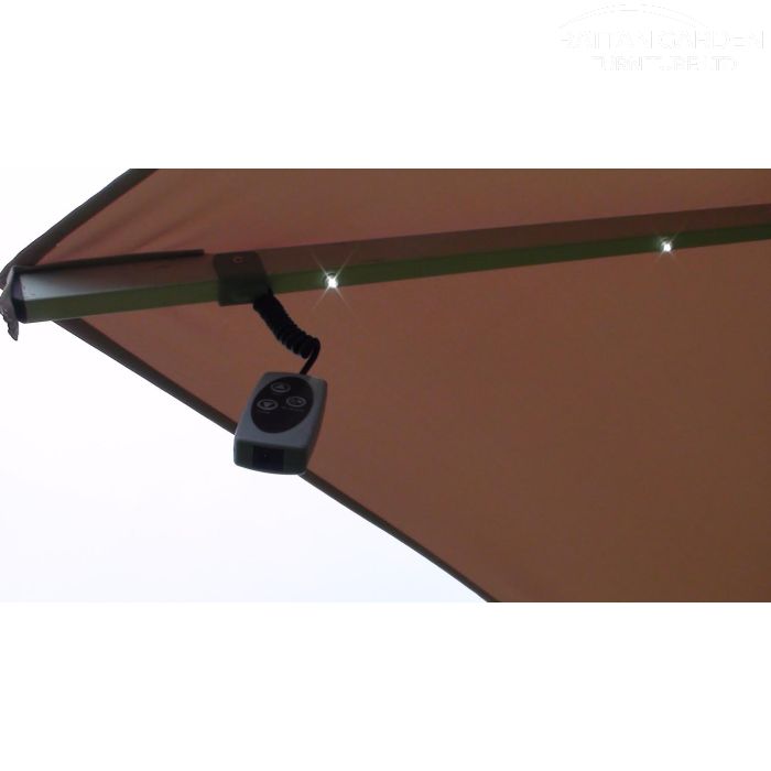 The Ultra 4m x 4m Square LED Fully Remote Parasol in Cream