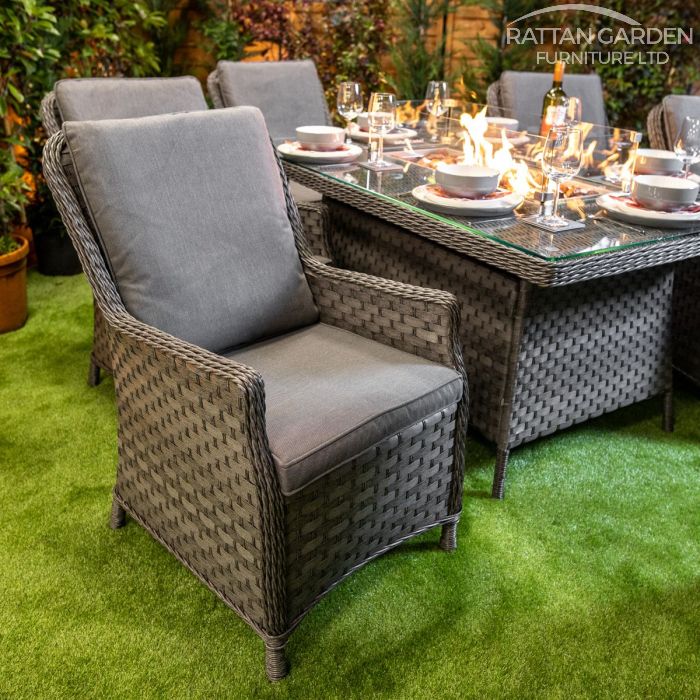 Rattan Serena Paris Rectangular 6 Seat Fire Pit Set