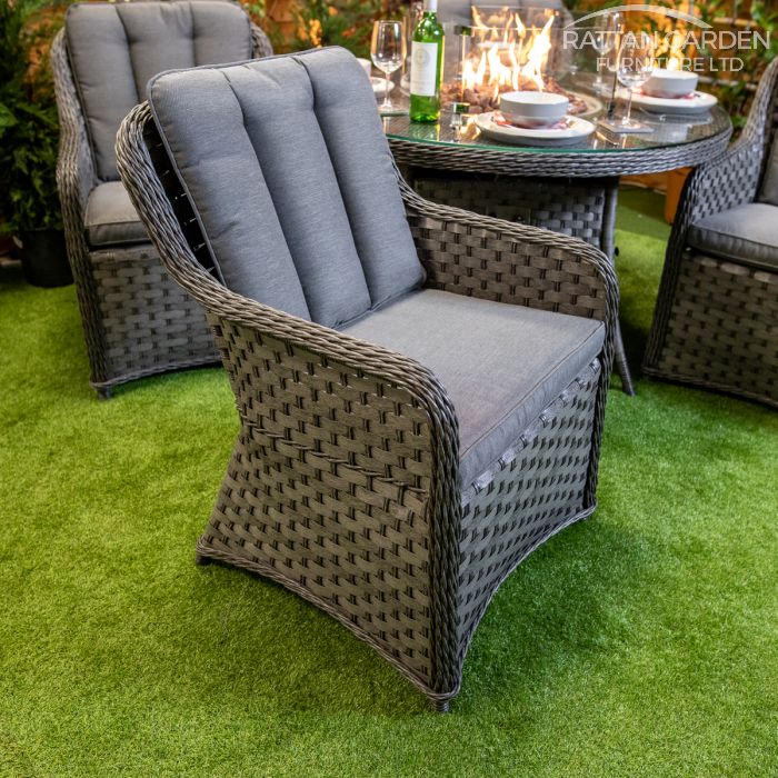 Rattan Serena Vienna Round 4 Seat Fire Pit Dining Set