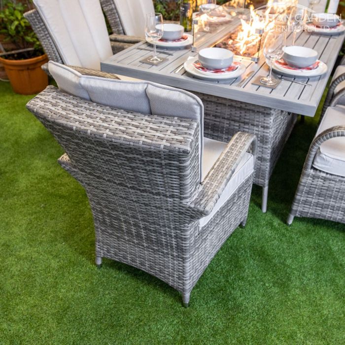 Champagne Tokyo Rectangular 6 Seat rattan Aluminium Fire Pit Set