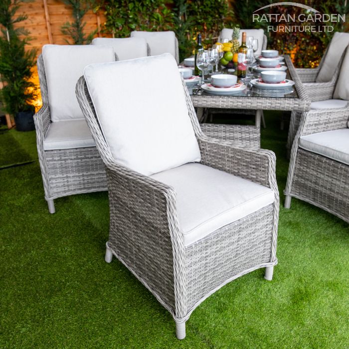 Rattan Champagne Paris Rectangular 8 Seat Dining Set