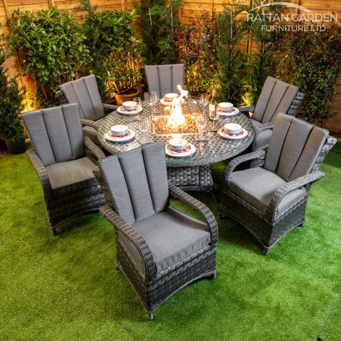 Rattan Serena Tokyo Round 6 Seat Fire Pit Set