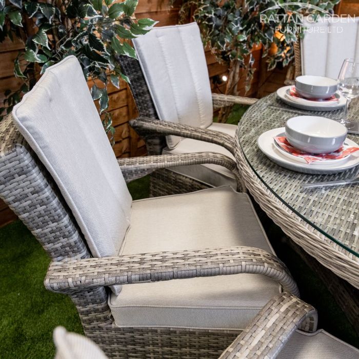 Rattan Champagne Tokyo 8 Seat Fire Pit With 165cm Round Table