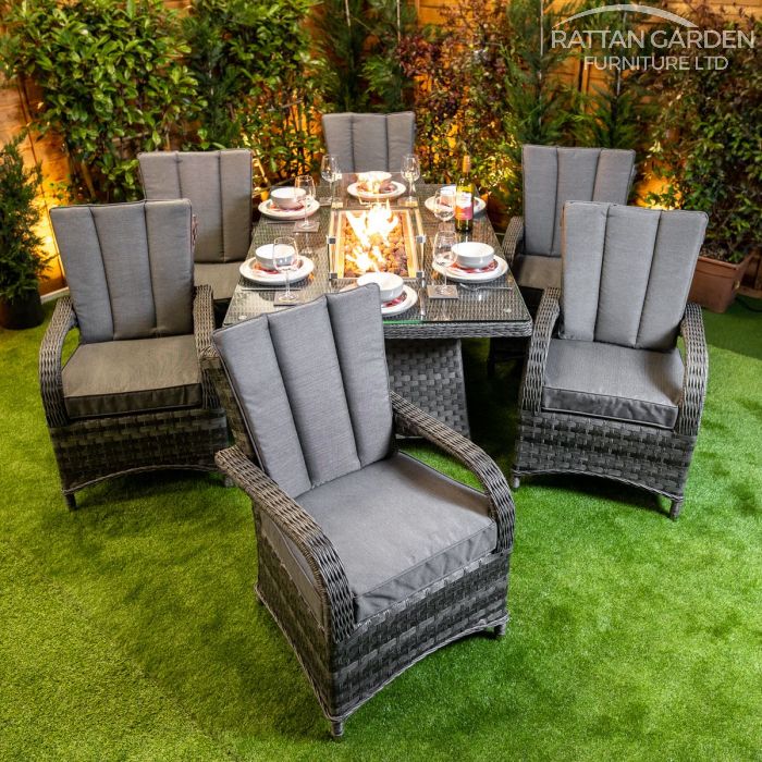 Rattan Serena Tokyo Rectangular 6 Seat Fire Pit Set