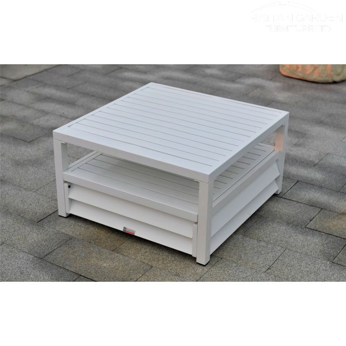 Shutter Style White Aluminium Square Coffee Table