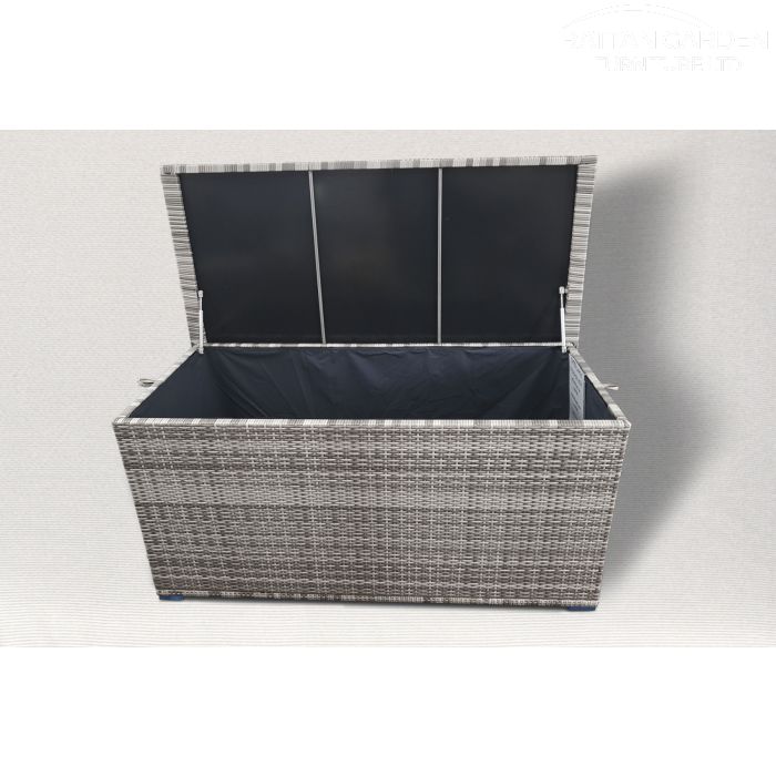 Champagne Large Storage Box in Mixed Grey Rattan