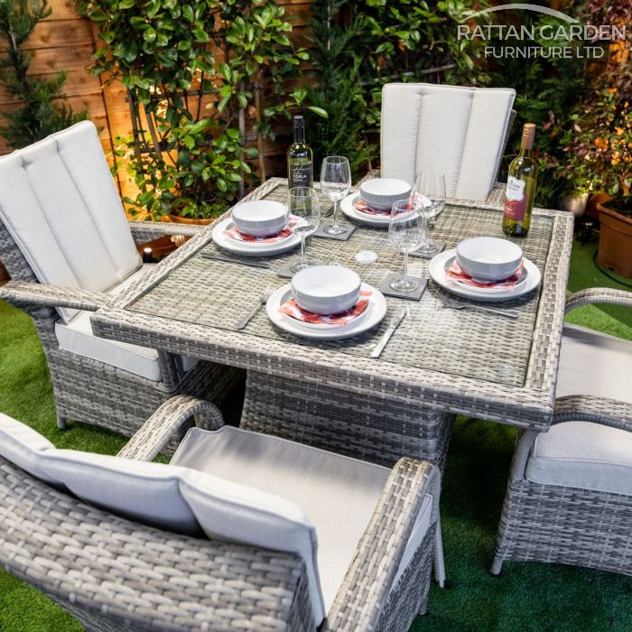 Rattan Champagne Tokyo Square 4 Seat Dining Set