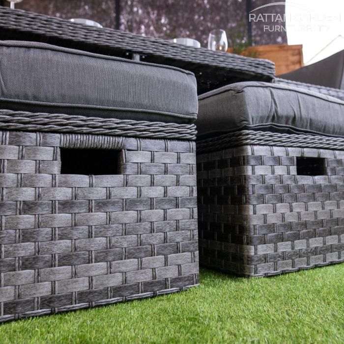 Rattan Serena 6 Seat Cube Set With 4 Storage Footstools
