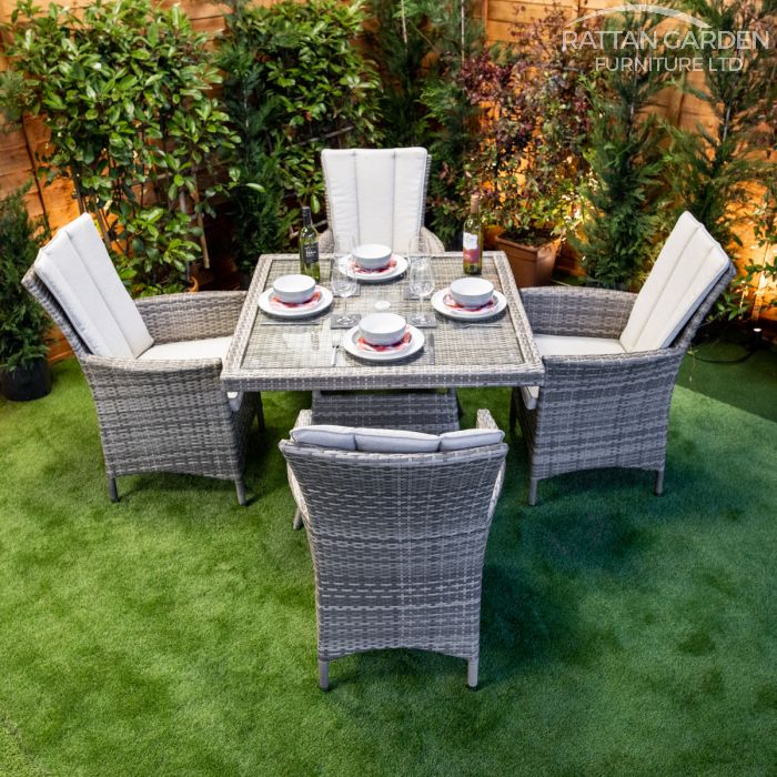 Rattan Champagne Atlanta Square 4 Seat Dining Set