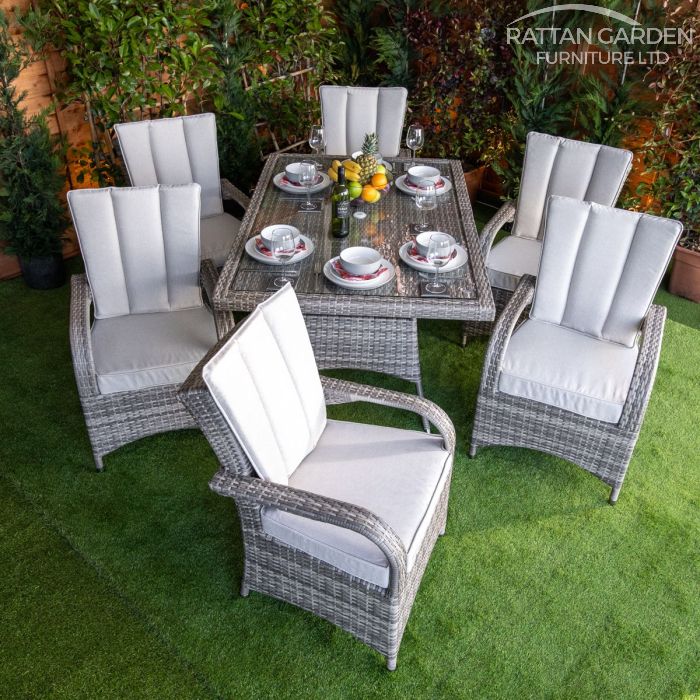Rattan Champagne Tokyo Rectangular 6 Seat Dining Set