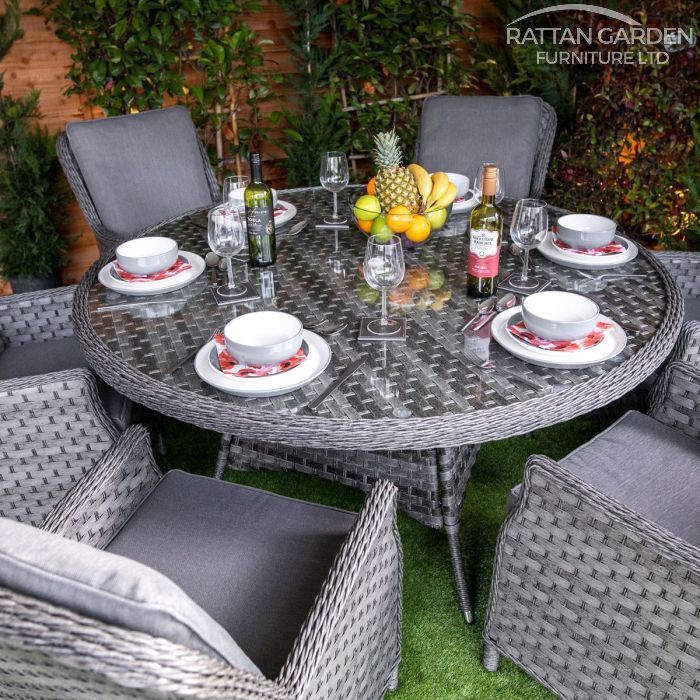 Rattan Serena Paris Round 6 Seat Dining Set