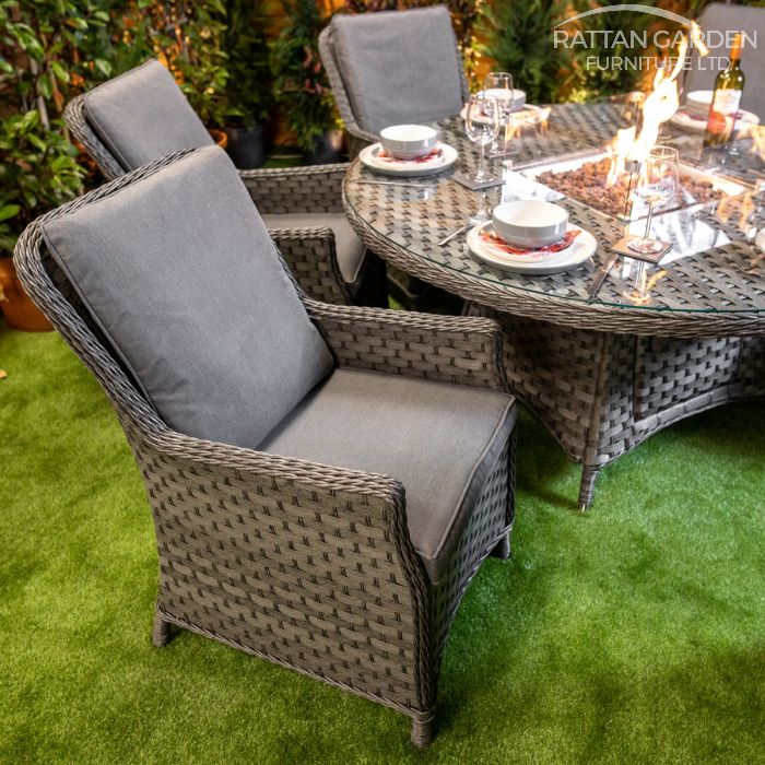 Rattan Serena Paris Round 6 Seat Fire Pit Set