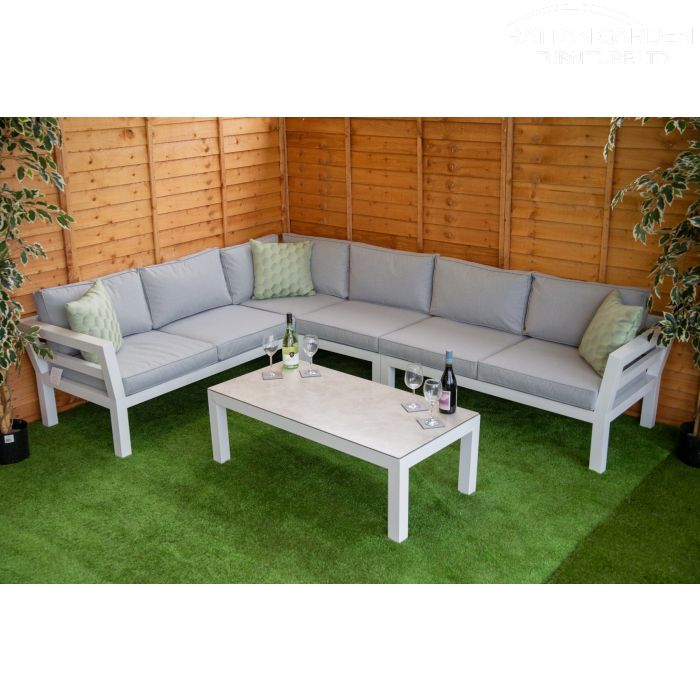 Katie - Aluminium Corner Sofa Set with Coffee Table