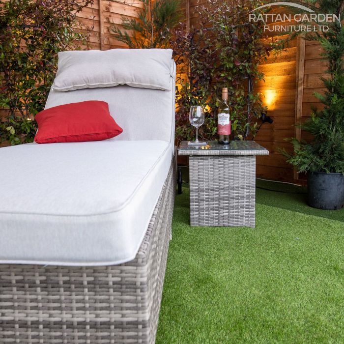 Rattan Champagne Deluxe Extra Wide Wheeled Lounger (Without Side Table)