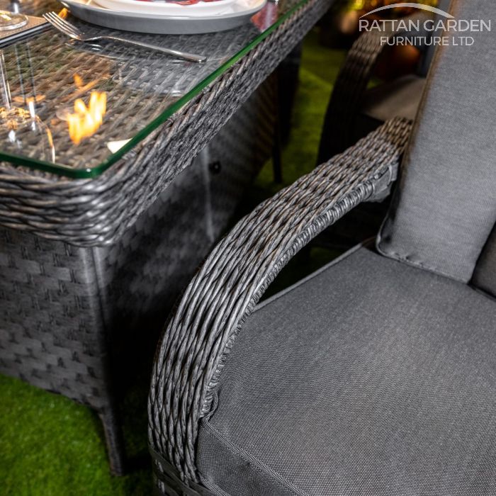 Rattan Serena Tokyo Rectangular 6 Seat Fire Pit Set