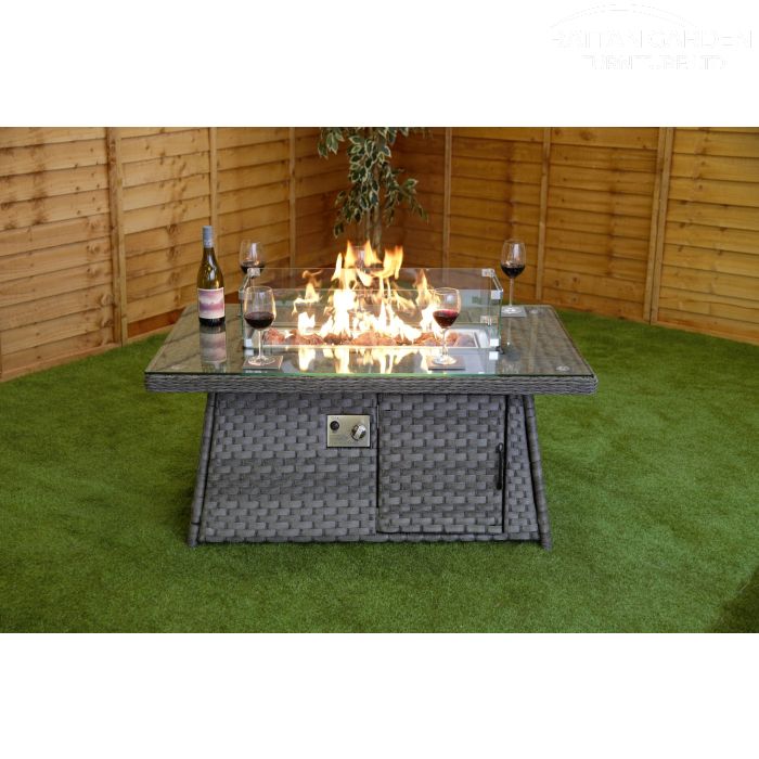 Serena Rectangular Rattan Firepit Coffee Table