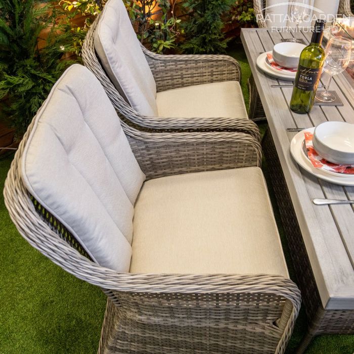 Champagne Vienna Rectangular 6 Seat Aluminium rattan Fire Pit Set