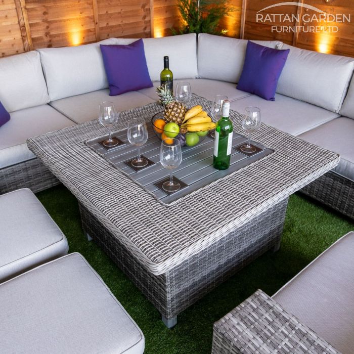 Champagne Winchester Square Rising Table Rattan Corner Set