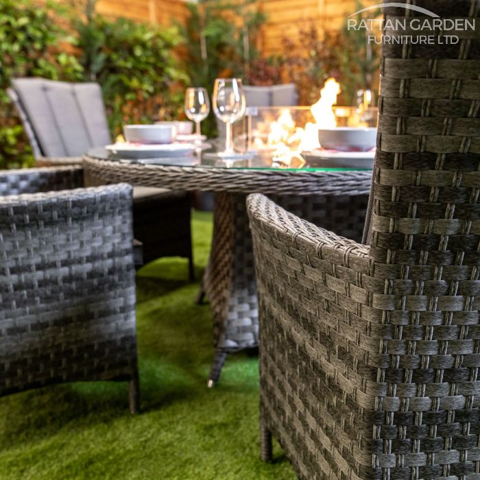 Rattan Serena Atlanta Round 6 Seat Fire Pit Set