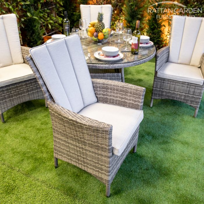 Rattan Champagne Atlanta Round 4 Seat Dining Set
